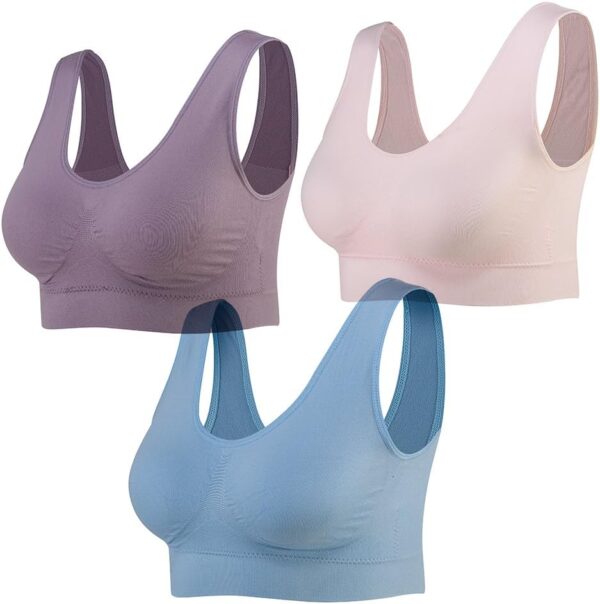 3-Pack Seamless Wirefree Yoga Bras for Women