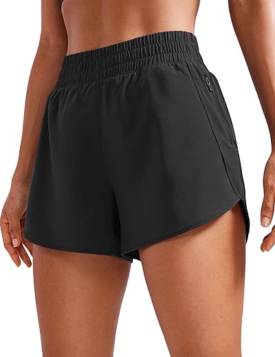 High-Waisted Running Shorts with Zip Pocket High-Waisted Running Shorts with Zip Pocket