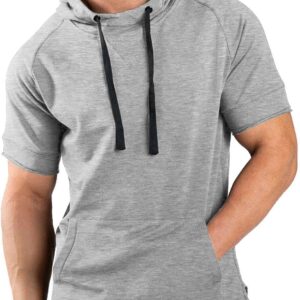 Men's Short Sleeve Gym Sweatshirt Hoodie