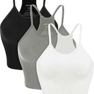 ODODOS Women's Seamless Rib-Knit Tank Tops